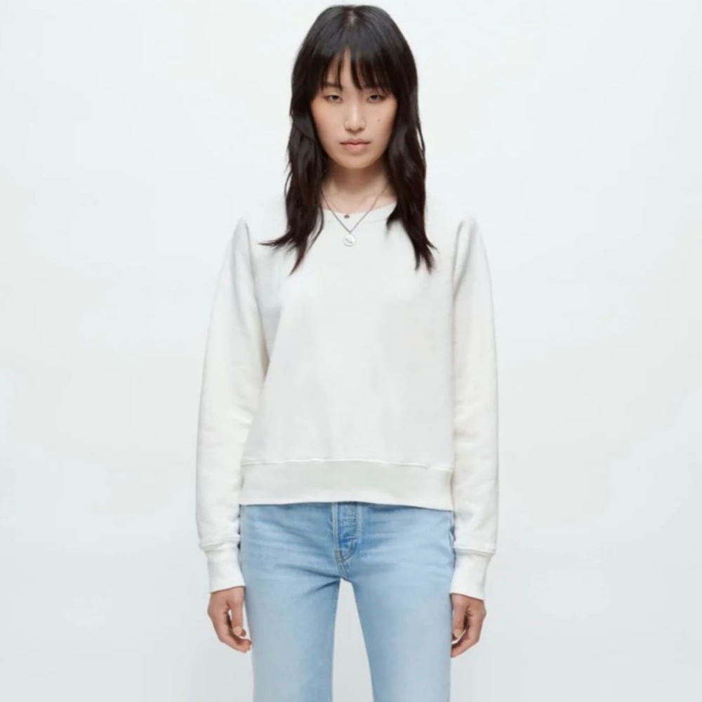 Re/Done Hanes Classic Raglan Crewneck Vintage White Small
